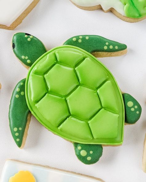 Turtle Cookies Decorated, Turtle Decorated Cookies, Turtle Cookies Royal Icing, Sea Turtle Cookies, Turtle Sugar Cookies, Ocean Cookies, Fresh Cookies, Shape Cookies, Sea Cookies