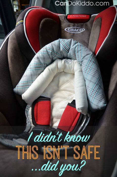 Why infant head supports - strap covers and other accessories aren't safe. PLUS 9 other common car seat mistakes that might surprise you! CanDo Kiddo Car Seat Stroller Combo, Car Seat Safety, Car Seat Poncho, Child Safety Seat, Carseat Safety, Best Car Seats, Kids Safety, Infant Car Seat Cover, Baby Seat