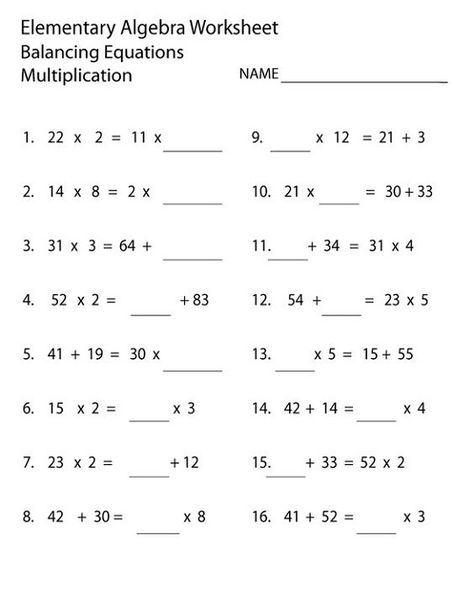 Simple Math Problems Worksheets Equations | Learning Printable Amanda Ochoa, Basic Algebra Worksheets, Algebra Equations Worksheets, Basic Math Worksheets, 9th Grade Math, Basic Algebra, Elementary Worksheets, Balancing Equations, Free Printable Math Worksheets