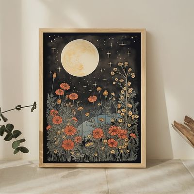 Temu | Explore the Latest Clothing, Beauty, Home, Jewelry & More Canvas Painting Images, Stars And Flowers, Supernatural Dr, Gothic Wall Decor, Gothic Room, Aesthetic Moon, Poster Dark, Flower Canvas Art, Beautiful Art Paintings