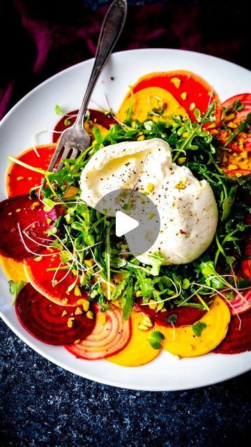 Edible San Luis Obispo on Instagram: "Taste the rainbow with local produce from Babè Farms @babe_farms in Santa Maria!  🩷🧡💛💚🩵💜  Beets and burrata meet their match with the vibrant addition of Watermelon radish, creating the ultimate spring salad. The marinated, tri-color beets and watermelon radishes are paired with wild arugula, toasted pistachios, microgreens, and of course a creamy helping of burrata. Trust us, this one is as good as it looks!   🎥by @babe_farms   #edibleslo #ediblecommunities #babefarms #supportlocalfarmers #localproduce #springsalad #salad #salads #beets #burrata #beetsalad #burratasalad #slofood #slofoodie #slofoodies #sloeats #slocal #enjoyslo #slocounty #slo" Beet And Burrata, Beets And Burrata, Toasted Pistachios, Roasted Beet Salad, Burrata Salad, Watermelon Radish, Support Local Farmers, Spring Salad, Roasted Beets