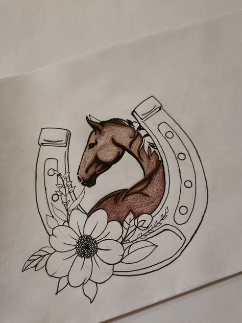 Easy Horse Drawing, Horse With Flowers, Horse Tattoo Design, Horse Art Drawing, Horse Sketch, Cowgirl Art, Horse Tattoo, Horse Drawing, Horse Drawings