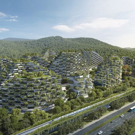 Liuzhou Forest City by Stefano Boeri Architetti Vertical Forest, Eco City, Urban Forest, Forest City, Green Architecture, City Pictures, Green City, Futuristic City, Urban City