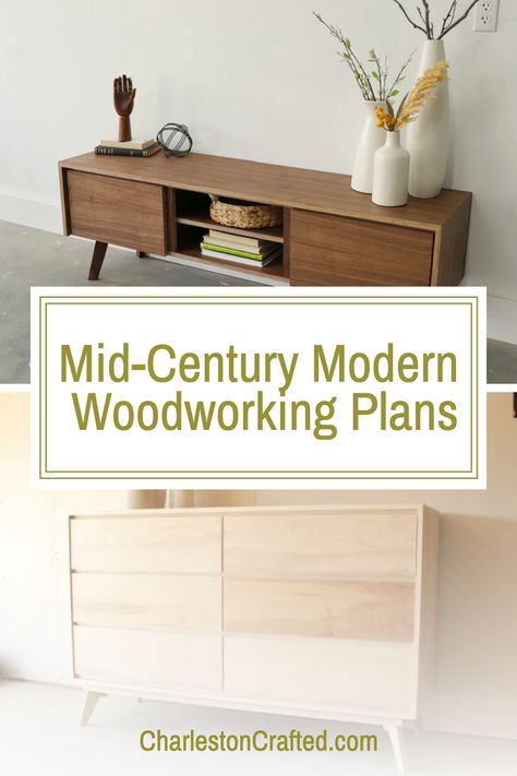 Looking to add to your mid-century modern decor? Check out these stunning mid-century modern woodworking plans to inspire your next woodworking project! Diy Mid Century Modern Furniture Plans, Mid Century Modern Furniture Plans, Mcm Console, Mid Century Modern Diy, Diy Mid Century Modern Furniture, Bedside Table Plans, Mid Century Diy, Diy Mid Century Modern, Diy Wood Headboard