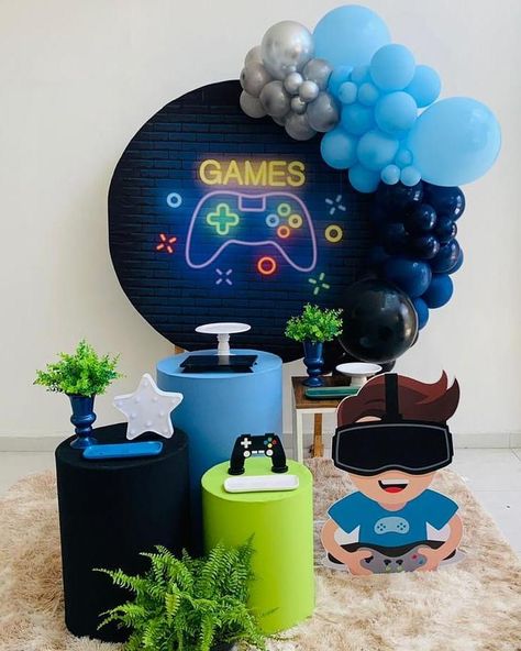 Video Game Birthday Party Decorations, Playstation Cake, Gaming Party, Gamer Decor, Video Games Birthday Party, Gamer Birthday, Birthday Party Decorations Diy, Video Games Birthday, Play Station