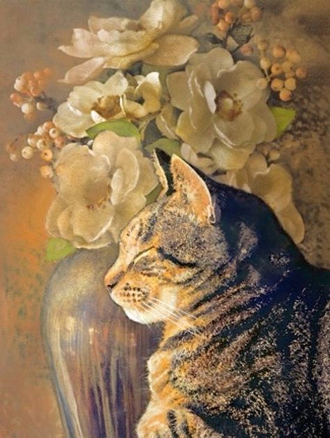 "Tabby Still Life" by Dianne Woods Brown Tabby Cat Art, Cat Still Life, Tabby Cat Illustration, Tabby Cat Art, Cat Tabby, Brown Tabby, Tabby Cats, Kitten Art, Colorado Artists