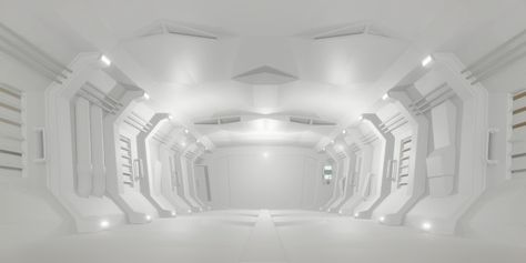 White Futuristic Room, White Cyberpunk Aesthetic, White Futuristic Aesthetic, White Spaceship, Spaceship Room, White Corridor, Futuristic Lab, Sci Fi Floor, Future Background