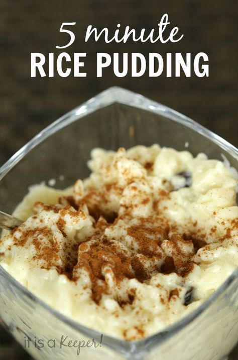 This 5 Minute Rice Pudding is one of the easiest dessert recipes - It Is a Keeper Minute Rice Pudding Recipe, Minute Rice Pudding, Easiest Dessert Recipes, Best Rice Pudding Recipe, Minute Rice Recipes, Rice Pudding Recipe Easy, Fluff Recipes, Favorite Deserts, Comforting Recipes