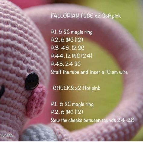 Uterus Amigurumi Pattern Free, Uterus Crochet Pattern Free, Crochet Uterus Free Pattern, Uterus Crochet Pattern, Crochet Uterus, Fallopian Tubes, Kawaii Crochet, Crochet Stuff, Pattern Free