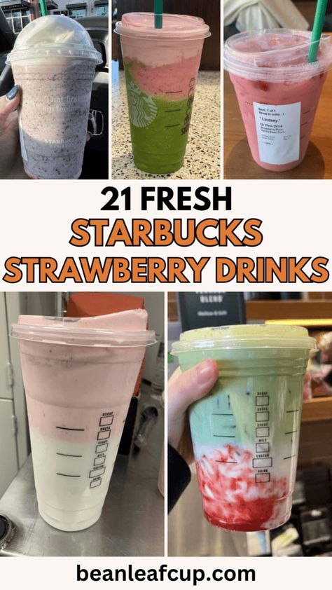 Discover the 21 best Starbucks strawberry drinks! From refreshing iced options to creamy frappuccinos, find your new favorite! Starbucks Strawberry Drinks, Starbucks To Try, Strawberry Starbucks Drink, Homemade Starbucks Recipes, Starbucks Caramel Drinks, Diy Iced Coffee, Peach Green Tea Lemonade, Matcha Frappe, Drinks At Starbucks