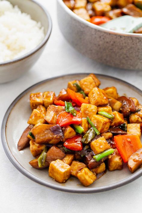 Eggplant Tofu, Panda Express Copycat, Chinese Eggplant, Table For Two, Brown Sauce, Panda Express, Crispy Tofu, Extra Firm Tofu, Eggplant Recipes