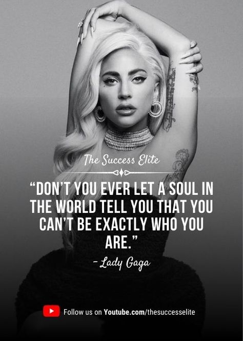 Inspirational Quotes By Celebrities, Powerhouse Quote, Lady Gaga Quotes Inspiration, Gaga Quotes, Inspirational Quotes Celebrities, Ladies Quotes, Leila Hormozi Quotes, Lady Gaga Quotes Lyrics, Being Different Quotes Be Unique