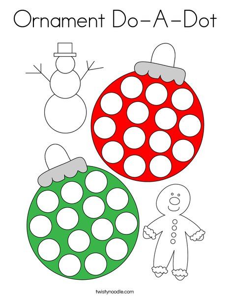 Ornament Do-A-Dot Coloring Page - Twisty Noodle Christmas Learning, Snowman Coloring Pages, Holiday Worksheets, Christmas Lesson, Twisty Noodle, Christmas Teaching, Dot Worksheets, Ornament Template, Christmas Worksheets