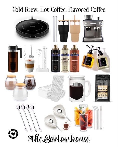 Coffee Shop Essentials, Coffee Essentials, Coffee Bar Essentials List, Espresso Setup Coffee Stations, Coffee Bar Items Needed, Coffee Equipment Products, Glam Coffee Bar, Alcohol Bar, Coffee Station Kitchen