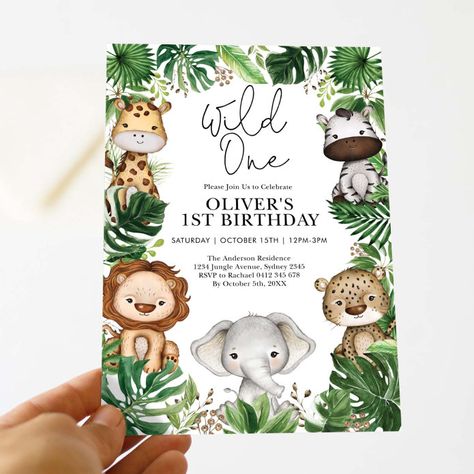 Wild One Safari Animals Jungle Greenery Birthday Invitation - tap/click to get yours right now! #Invitation #safari, #cute #jungle #animals, #wild Greenery Birthday, 2nd Birthday Boys, Animals Jungle, Two Wild, Safari Theme Party, 2nd Birthday Invitations, Baby Shower Invitaciones, Boy Birthday Invitations, Safari Birthday