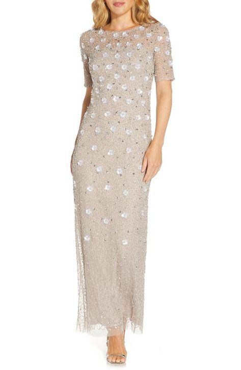 Beaded Evening Gowns, Beaded Maxi Dress, Mother Of The Bride Dresses Long, Mother Of Groom Dresses, Mob Dresses, Floral Gown, Floral Sheath Dress, Embellished Gown, Gowns Online