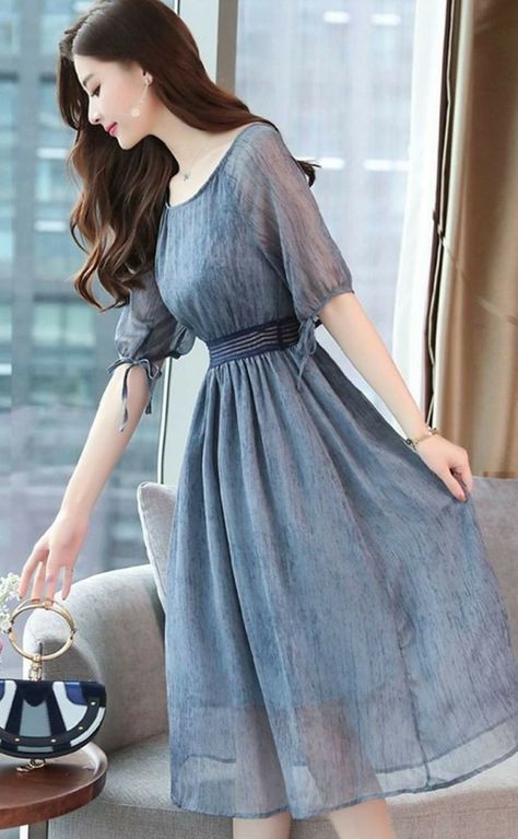 Korean Frocks, Cute Frocks, Summer Short Dresses, Womens Dress Coats, Frock Fashion, Womens Trendy Dresses, Stylish Short Dresses, Mode Abaya, Trendy Dress Outfits