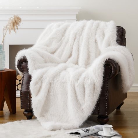 Battilo Luxury White Fluffy Faux Fur Throw Blanket, Large Fur Blankets and Throws for Couch, Bed, Super Soft Cozy Warm Plush Fuzzy Fur Throws with Long Pile, 60"x80" (Ivory) - Walmart.com Leather Wall Panels, Fur Blankets, Faux Brick Panels, Upholstered Wall Panels, Hotel Sheets, Christmas 2025, Brick Paneling, Faux Fur Throw Blanket, Leather Wall