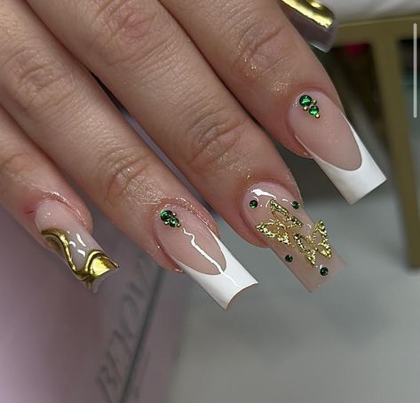 Nail Art Designs Crocodile, 3d Crocodile Nails, Gold Crocodile Nails, Dark Green Crocodile Nails, Green Crocodile Nails, Yellow Crocodile Nails, Green Gold Nails, Nails Inspired, Long Nail