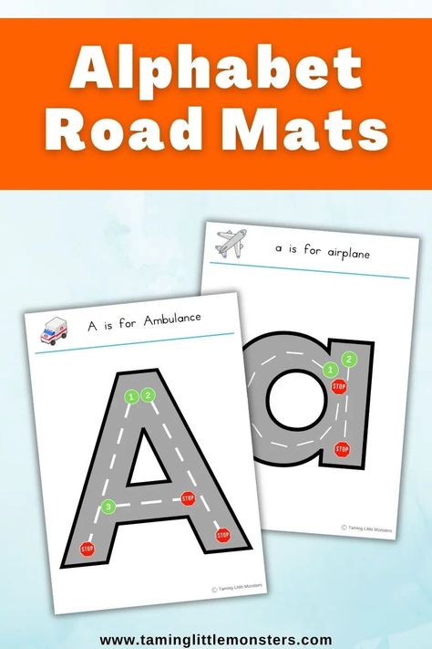 Alphabet and Number Road Mats (Letter and number Formation Practice for Kids)    Perfect for preschool and kindergarten, especially if you are doing a transport theme.    #literacy #math #transport #printable #preschool #kindergarten Number Formation, Early Years Classroom, Writing Games, Math Activities For Kids, Abc Activities, Letter Identification, Letter Formation, Printable Activities For Kids, Kindergarten Literacy