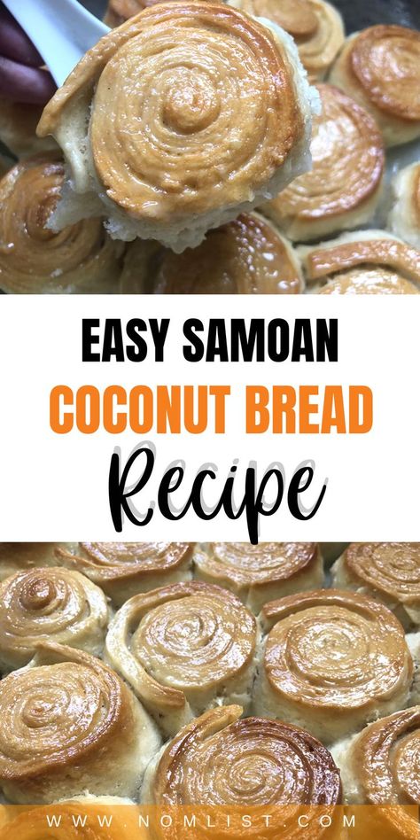 Make this delicious Samoan Coconut Bread & “Pani Popo” Recipe at home! This recipe is for Samoan Pani Popo, which is the ultimate comfort food. It consists of delicious, rolled buns, topped with generous amounts of sweet coconut cream. It's also not difficult to make! Think homemade cinnamon rolls but a million times better! Make this delectable comfort food today! Pani Popo Recipe, Polynesian Dishes, Samoan Recipes, Pani Popo, Fijian Food, Coconut Bread Recipe, Samoan Food, Dinner Ideas Vegetarian, Easy Sweets