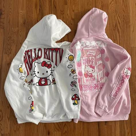 New 2 Medium Sanrio Hello Kitty Graphic Hoodies... - Depop Sanrio Outfits, Sanrio Clothes, Hello Kitty Hoodie, Hello Kitty Sweatshirt, Kitty Clothes, Hello Kitty Clothes, Hello Kitty Themes, Hello Kitty Aesthetic, Pink Hello Kitty