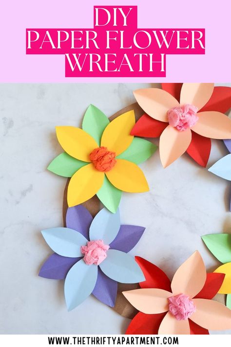 Create a stunning DIY paper flower wreath with this easy tutorial! Perfect for adding charm to your home decor or celebrating special occasions. #DIYWreath #PaperFlowers #CraftIdeas #HomeDecor #HandmadeCrafts Paper Flower Wreath, Paper Flower Wreaths, Natural Inspiration, Large Paper Flowers, Art And Craft Projects, Paper Flower Crafts, Simple Crafts, Valentines Flowers, Color Crafts