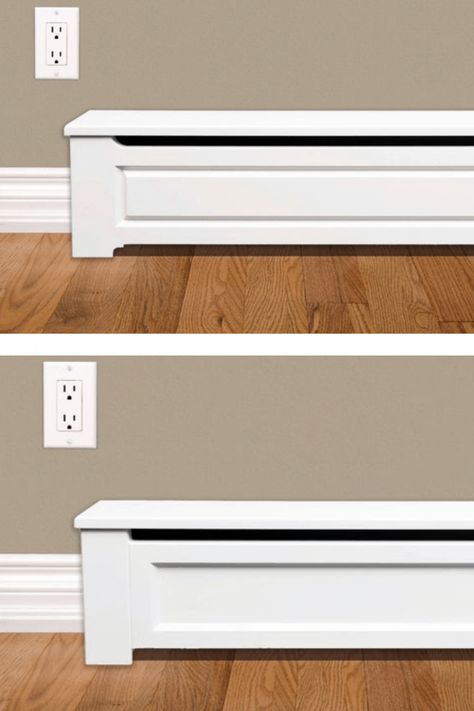 Built In Around Baseboard Heat, Upgrade Baseboard Heating, Baseboard Heat Cover Ideas, Custom Baseboard Heater Covers, Baseboard Radiator Covers, Base Board Heater Ideas, Wooden Baseboard Heater Covers, Diy Wood Baseboard Heater Covers, How To Make Baseboard Heaters Look Better