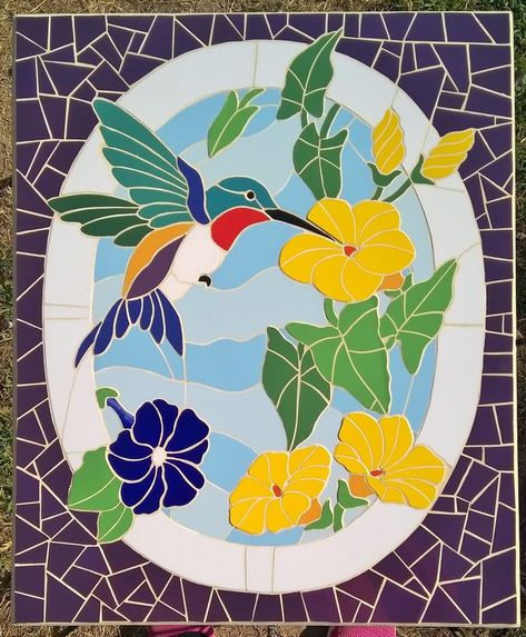 Stone Mosaic Art, Glass Painting Patterns, Mosaic Flower Pots, Hummingbird Painting, Mosaic Garden Art, Mosaic Animals, Mosaic Birds, Mosaic Art Projects, Hummingbird Art