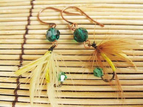 Fishing lure earrings Fishing Lure Earrings Diy, Fishing Jig, Feather Earrings, Fishing Lures, Diy Earrings, Macrame Plant Hanger, Plant Hanger, Diy Jewelry, Home Crafts