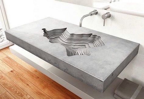 Cheap Rustic Decor, Decoration Beton, Concrete Bathroom, Washbasin Design, Concrete Sink, Concrete Furniture, Sink Design, Design Bathroom, Concrete Design