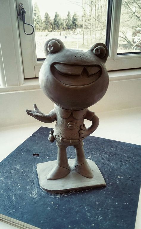 Frogster frog sculpture, oil based clay Mihaela Buzgan (mitch*) Clay Frog, Frog Sculpture, Fire Hydrant, Sculpture