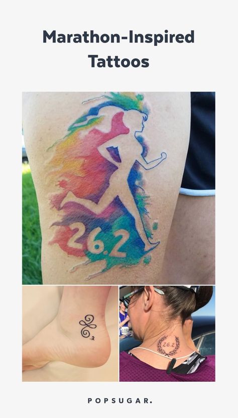 Marathon Tattoos Marathon Tattoo Ideas For Women, Running Tattoos For Women, Half Marathon Tattoo, Marathon Pace Chart, Marathon Running Motivation, Running Tattoos, Marathon Tattoo, Disney Movie Marathon, Runner Tattoo