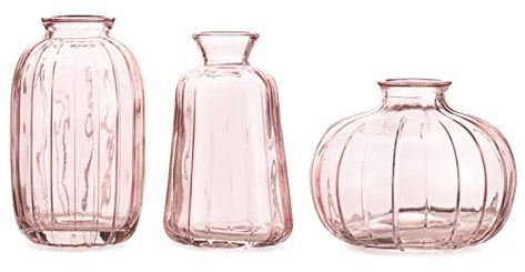 MOLIMAO Bud Vase Set of 3 Small Vase Mini Glass Vase for Desktop Centerpieces Decor,Handmade Vase for Flowers (Pink) Vanity Decoration, Glass Bottle Painting, Pink Vases, Cute Vase, Pink Centerpieces, Small Vases, Vase For Flowers, Clear Vases, Colored Vases