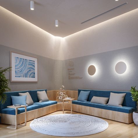 Minimalist Waiting Area Design, Zen Clinic Interior Design, Small Clinic Waiting Area, Aesthetic Clinic Waiting Area, Psychiatry Clinic Interior Design, Clinic Aesthetic Interior, Patient Room Design Healthcare, Psychiatry Clinic Design, Clinic Room Interior Design