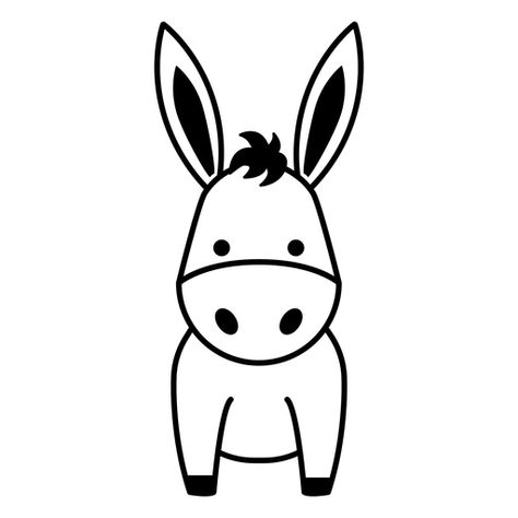 Donkey Clipart Black And White, Donkey Cute Drawing, How To Draw Donkey, Donkey Drawing Easy, Donkey Doodle, Drawing Donkey, Draw Donkey, Donkey Tattoo, Donkey Cartoon