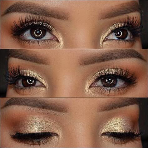 Gold Glitter Eye Makeup, Holiday Eye Makeup, Eye Makeup For Hooded Eyes, Make Up Gold, Gold Makeup Looks, Gold Eye Makeup, Makeup Tip, Holiday Makeup Looks, Dramatic Eye Makeup