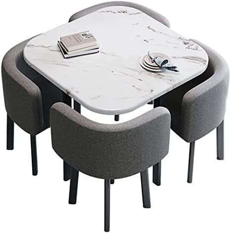 4 Person Dining Table Small Spaces, Round Table Bedroom, Table Chairs Design, Wallpaper In Home, Dining Table Small Space, Small Dining Table Set, Compact Dining Table, Burger Shop, Small Table And Chairs