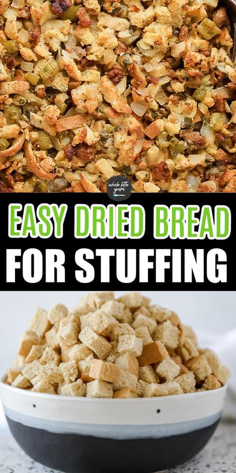 Dry Out Bread For Stuffing, How To Make Bread Cubes For Stuffing, Make Your Own Stuffing Bread, Bread Crumbs For Stuffing, Dry Bread For Stuffing, Homemade Bread Crumbs For Stuffing, Homemade Bread Crumbs, Turkey Stuffing Recipes, Homemade Stuffing