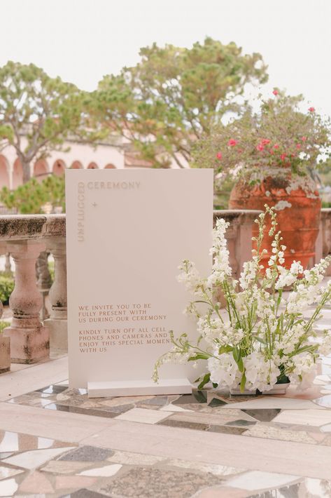 Ceremony Signage, Wedding Ceremony Sign, Unplugged Ceremony Sign, 2023 Weddings, Wedding Sign Decor, Ringling Museum, Unplugged Wedding Sign, Unplugged Ceremony, Holly Wedding