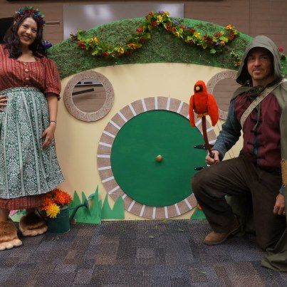 Hobbit party at library.like those hobbit slippers! Lord Of The Rings Trunk Or Treat Ideas, Trunk Or Treat Lord Of The Rings, Hobbit Trunk Or Treat, Hobbit Decorations, Nerd Party, Library Seating, Hobbit Door, Hobbit Party, Geeky Wedding