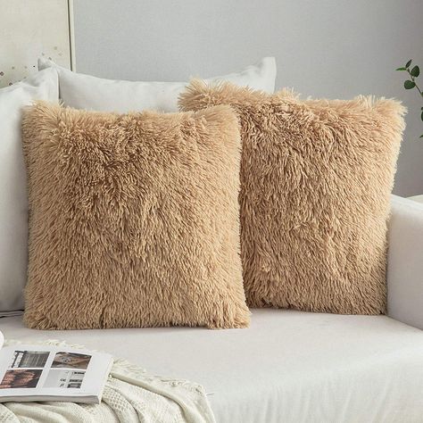 Fluffy Throw Pillows, Fuzzy Pillows, Fluffy Cushions, Soft Throw Pillows, Faux Fur Pillow, Faux Fur Throw Pillow, Throw Pillow Inserts, Brown Pillows, Fur Throw Pillows