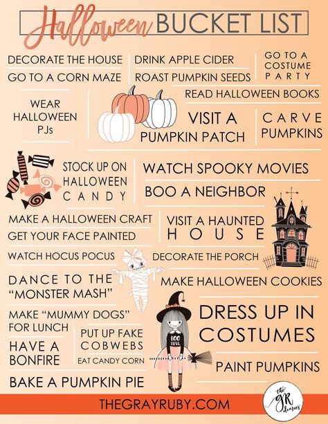 Halloween Things To Do, Halloween Bucket List, Hallowen Ideas, Halloween Buckets, Spooky Movies, Halloween Traditions, Fall Mood Board, Fun Fall Activities, Halloween Lovers