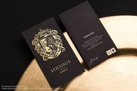 Triplex gold foil deboss elegant luxury business card design - Locusus Buisness Cards, Free Business Card Templates, Premium Business Cards, Professional Business Card Design, Visiting Card Design, Luxury Business Cards, Luxury Business, Free Business Cards, Cool Business Cards