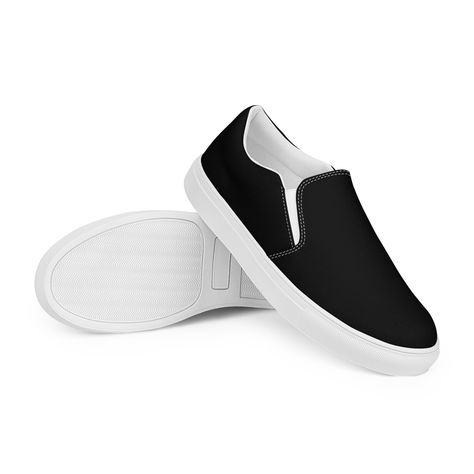 MENS BLACK SLIPONS - Mens Black Canvas Slip On Shoes - Slip Ons - Mens Black Sneakers - Walking Shoes - Casual Street Shoes - Sneakers Basket Noir, Canvas Slip On Shoes, Street Shoes, Black Sneakers, Black Slip Ons, High Top Shoes, Shoes Casual, Navy Women, Black Canvas