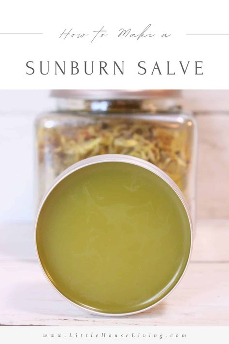 Spent a little too much time in the sun? Here’s how to make a Sunburn Salve that will soothe and protect your skin as it heals. Homemade Salve, Herbal Remedies Recipes, Salve Recipes, Herbal Salves, Healing Salves, Diy Skin Care Recipes, Natural Healing Remedies, Diy Recipe, Dry Skin Care