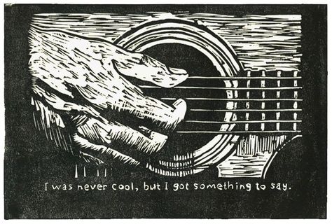 hand and guitar Contrast Reference, Blues Music Art, Moku Hanga, Blues Art, Intaglio Printmaking, Woodcut Prints, Indian Contemporary Art, Brush Pen Art, Woodcut Art