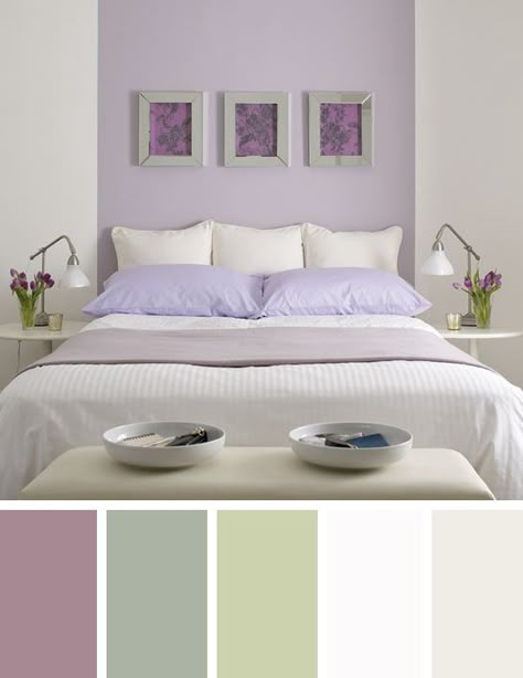 Green Bedroom Colors, Violet Bedroom, Lilac Room, Green And White Bedroom, Lilac Bedroom, Lavender Bedroom, Lavender Room, Bedroom Purple, Modern Bedroom Ideas