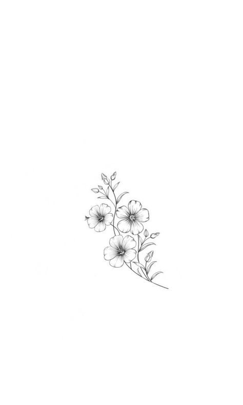 Petunia Flower Tattoo Simple, Flower Tattoo Add On, Hip Tattoo Drawings, Five Petal Flower Tattoo, Small Flower Tattoos For Women Simple, 5 Petal Flower Tattoo, Small Blossom Tattoo, Cluster Of Flowers Tattoo, Petunia Tattoo Simple