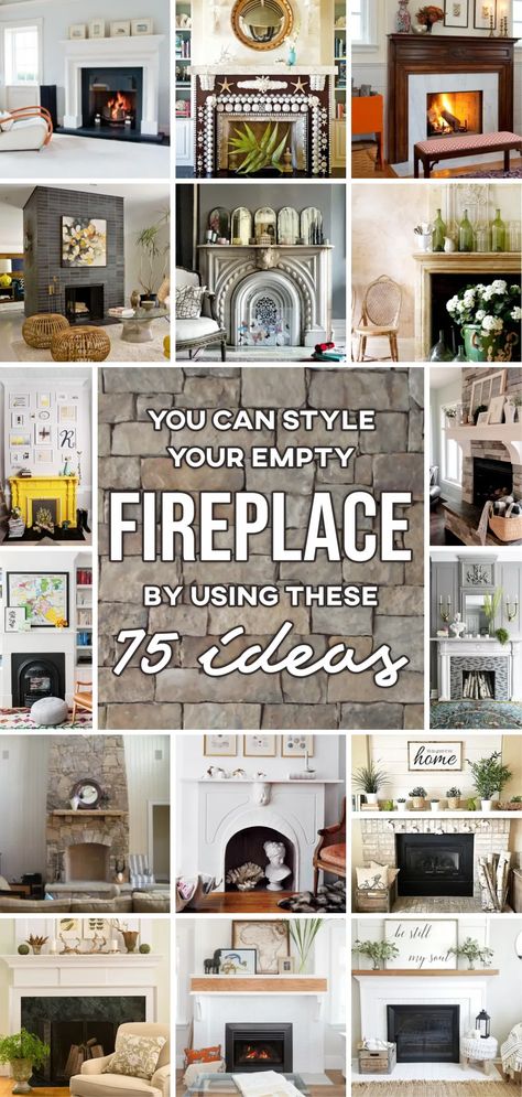 Fireplace Hearth Decor, Empty Fireplace Ideas, Empty Fireplace, Fireplace Styling, Hearth Decor, Chimney Decor, Unused Fireplace, Being Too Much, Farmhouse Fireplace Decor